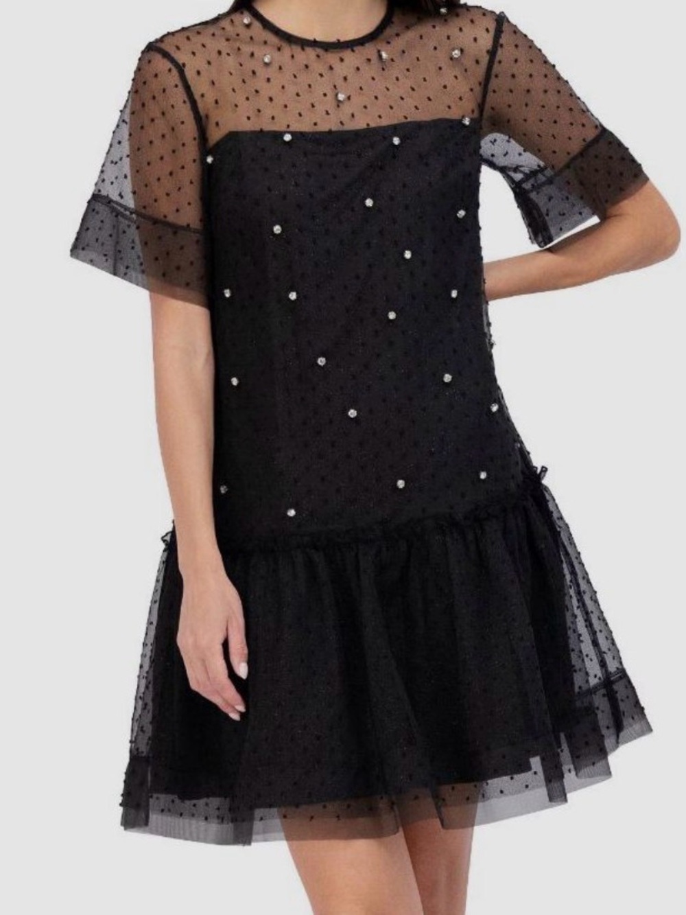 Vince Camuto Float Crystal Detail Cocktail Dress